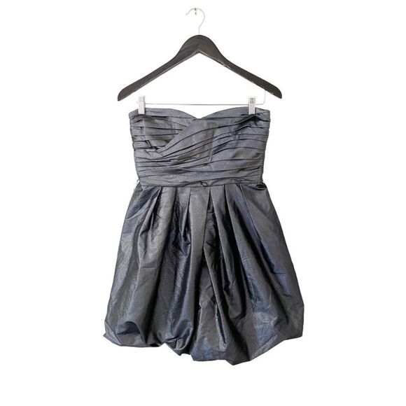 Calvin Klein Navy Gold Shimmer Sweetheart Neckline Bubble Skirt Mini Dress - Picture 1 of 8